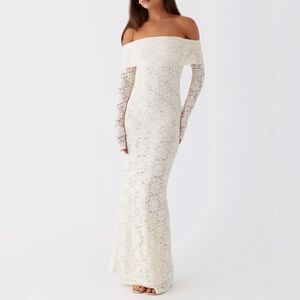PEPPERMAYO Yours Always Lace Maxi Dress in Ivory